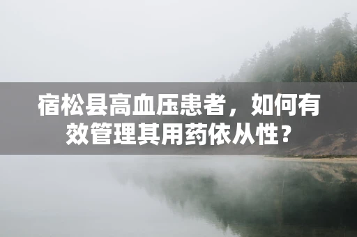 宿松县高血压患者，如何有效管理其用药依从性？