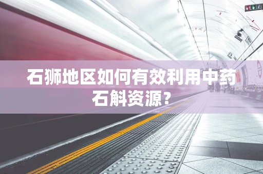 石狮地区如何有效利用中药石斛资源？